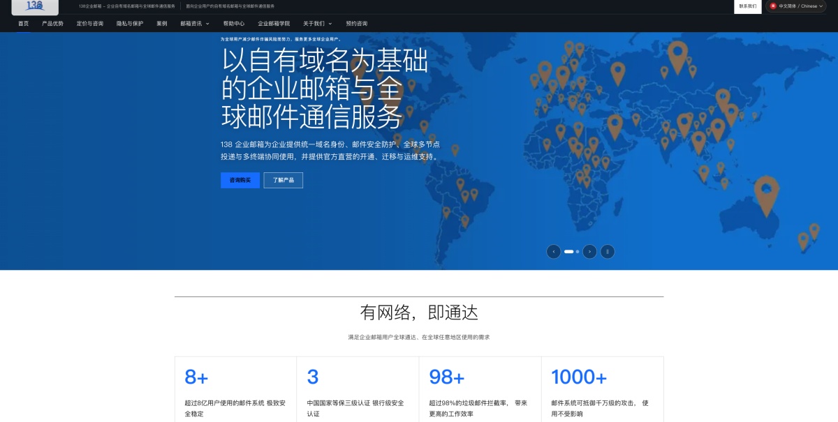 138企业邮箱|企业服务类中文 AI 数字资产官网案例